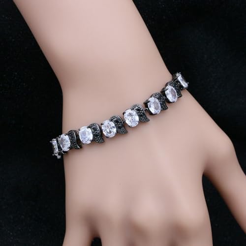 Image of LMXXVJ Fashion Tennis Bracelet Created Emerald White Gold Plated Charm Bracelet Gifts Jewelry for Women