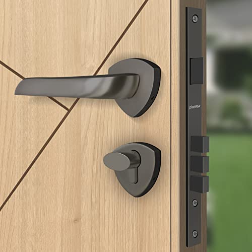 Image of Plantex Fully Brass Door Lock with 3 Years of Warranty /Main Door Lock for Home /Mortise Lock for Door - Main Door Lock Set (Sumer-3058, Satin Black)