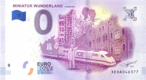 0 Euro Schein Deutschland 2018 · Miniatur Wunderland Hamburg · ICE1 · Souvenir o Null € Banknote Cover