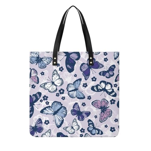 Sac bandoulière papillons bleus en toile résistante pour voyage