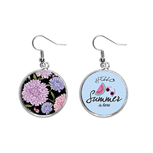 Pendientes de sandía con dibujo artístico de flor de loto, elegancia estival para el lóbulo
