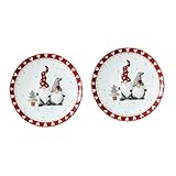 DOITOOL 2 Piezas Plato Cerámico Decorativo Navideño con Bandeja Redonda para Postres y Frutas Organizador Práctico para Snacks y Exhibición Hogar
