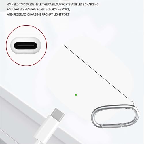 Image of Anvique Silicone Case Cover for Oneplus Nord Buds 4 Pro, Scratch Resistance, Shock Absorption, with Premium Carabiner (White R)