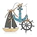 com-four® 3X Décoration à Suspendre avec Bateau - décoration d'expédition à accrocher - décoration Maritime à Suspendre (3 pièces - 15 x 10,5 cm)