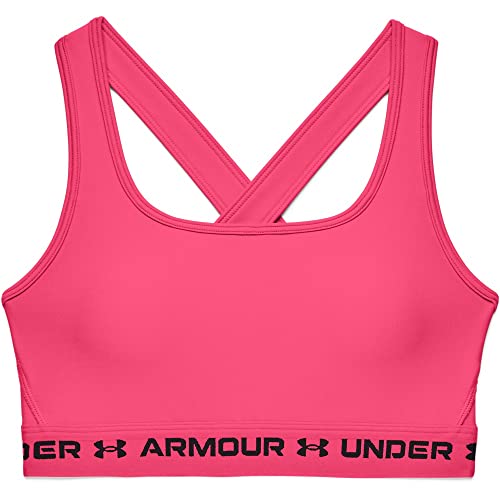 Under Armour Cross-Back Mid Bra Cerise/Black Md (Us 8-10) #TOP4