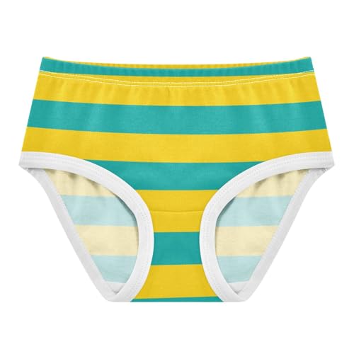 Yellow Cyan Stripe Toddler Girls's Underwear 2T