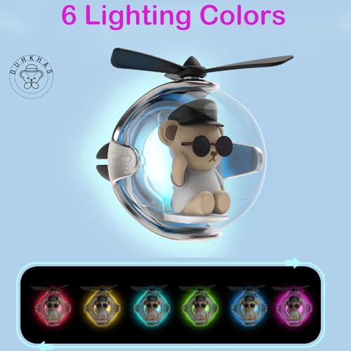 Image of 2Pcs Pilot Car Air Freshener, Cute Bear Car Vent Clip Air Freshener Automotive Air Outlet Fan Diffuser, Automotive Interiors Vent Decoration (Silver+Red)