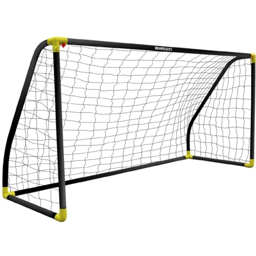 Devessport Portería de Fútbol PVC Negra 180x91x120 cm para Jardín/Entrenamientos/Exterior - Niños y Adultos - Montaje Rápido y Sencillo