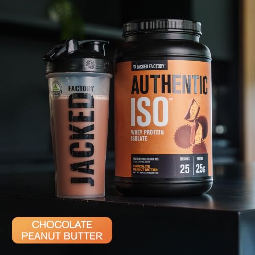 Image of Jacked Factory Authentic ISO Whey Protein Isolate Powder - Low Carb, Non-GMO Muscle Building Protein w /No Fillers, Post Workout Recovery - 25 Servings, Chocolate Peanut Butter