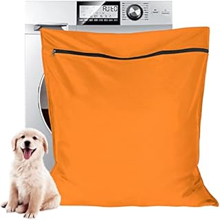 Aoliandatong Pet Laundry Bag Pet Petwear Wash Bag Hair Remover Safely, Stops Pet Hair Blocking the Washing Machine, Large Size Ideal For Dog Cat Horse Rabbit(Orange)