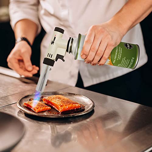Jo Chef Butane Fuel Canister, 8 Oz Butane Cylinder, Pure Refined Butane Gas For Camping Stove Or Use Directly With Brûlée Kitchen Blow Torch Head 3 Cans #TOP4