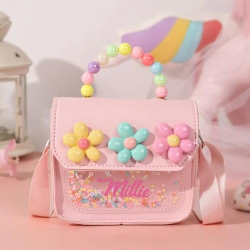 TIRXUIND Personalized Shoulder Bag for Girls – Custom Name Crossbody Bag, PU Leather Purse for Kids, Travel Vacation School Bag - 4