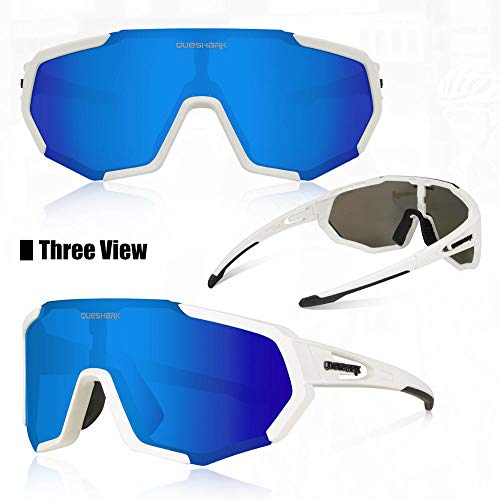 Image of Queshark Cycling Glasses, Sports Sunglasses for Men Women, 1 Polarized 2 HD Lens, Polarized Sunglasses for Cycling Running
