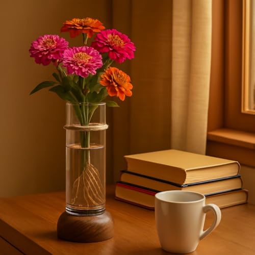 Mintoli Wooden & Glass Hydro Planter 20cm BloomHaus HydroTube Cylinder - Image 7