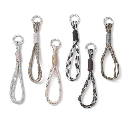 Cuerda de paracaídas Ipotkitt de 6 colores con anillos de resorte para teléfonos y llaves