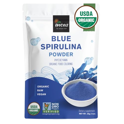 USDA Organic Blue Spirulina Powder (Phycocyanin Extract), No Fishy Smell, 100% Vegan Protein from...