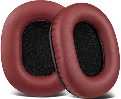 Image of SOULWIT Earpads Replacement for Audio Technica ATH M50X M50XBT M50RD M40X M30X M20X MSR7 SX1 Monitor Headphones, Ear Pads Cushions with Softer Protein Leather, High-Density Foam - Burgundy