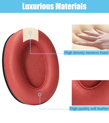 Replacement earpads Compatible with Srhythm Version NC25 Headphones | Tomato Red High-density sound-isolating soft ear pads, protein leather material miniatura 3