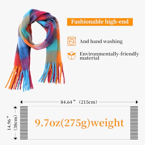 Women's Scarves Winter, Super Soft Scarf for Women Women's Cashmere Big Coloured Checked Scarf2