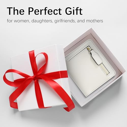 Image of Gostwo Small Wallet for Women, Slim Bifold Credit Card Holder, Compact RFID Blocking Cash Wallet, Billfolds Thin Leather Zipper Pocket, Mini Wallet Gift for Ladies Teen Girls Travel with ID Window