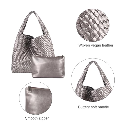 Image of Woven Tote Bag for Women with Purse