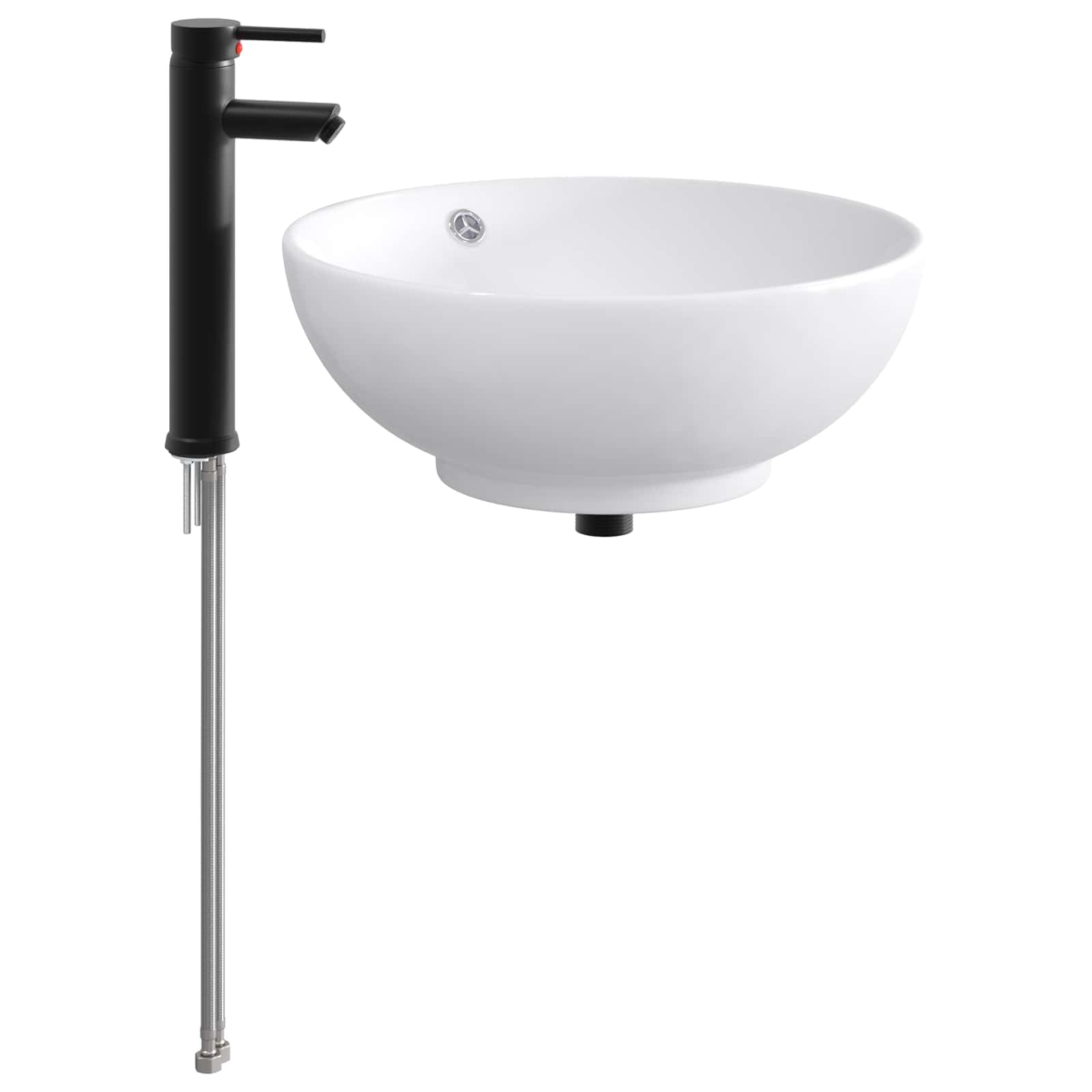 Lavabo à poser moderne noir mat 44x44 cm avec mitigeur vasque et bonde de vidange WC