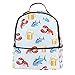 Zaino leggero con motivo di pesce e gamberi per scuola e viaggi, casual, per uomini e donne, Multicolore, Taglia unica