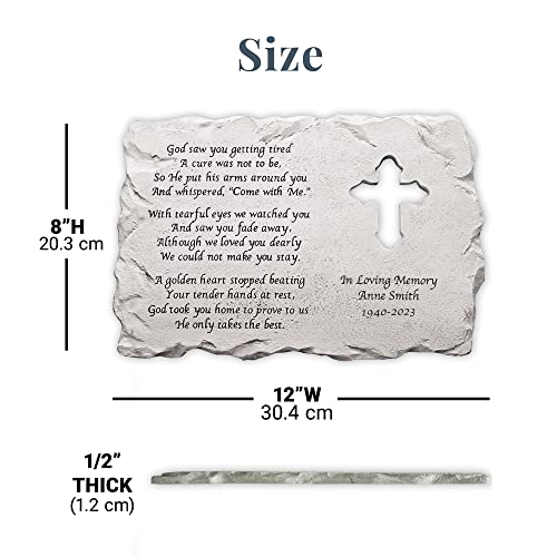 Let’s Make Memories Personalized Cross Memorial Stone - Sympathy - Condolences - Garden Marker #TOP7