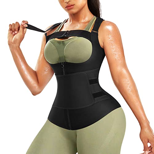 AGILONG Sauna Waist Trainer Vest for Women Weight Loss Sweat Suit Neoprene Corset Trimmer Workout Body Shaper Shirt Tank top