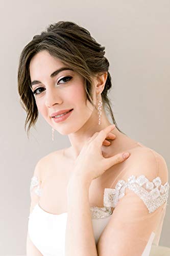 Sweetv Long Marquise Wedding Bridal Earrings For Brides, Bridesmaid, Crystal Chandelier Dangle Earrings For Women Prom, Silver #TOP3