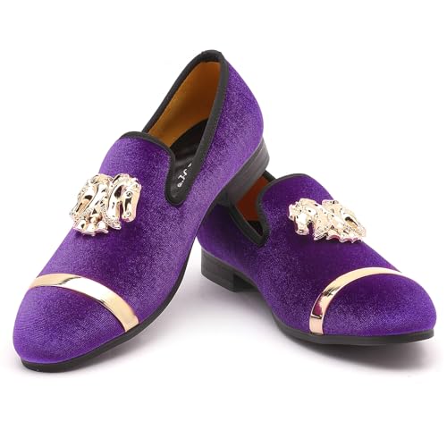 Mens Rhinestone Loafers Velvet Tuxedo Dress Shoes with Gold Plate Smoking Slippers Slip-On Penny Party Wedding Casual Shoes