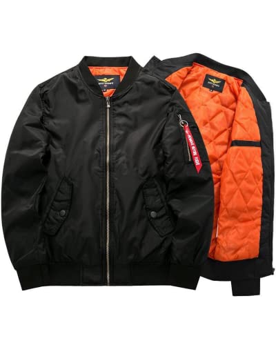 RINTONIX Mens Oversized Thicken Insulated Zipper Aviator Jacket Padded Fall Winter Quilted Flight Bomber Coat