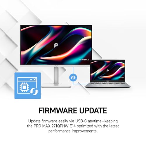 Image of msi PRO MAX 271QPHW E14 27-inch IPS 2560 x 1440 (QHD) Hub Computer Monitor, 144Hz, Free-Sync, HDR Ready, HDMI, DisplayPort, VESA Mountable, Height Adjustable, Speaker, White