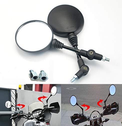 evomosa Motorcycle Side Mirrors ,Universal Motorbike Rear View Folding Round Mirrors fit for 8mm 10mm Screw