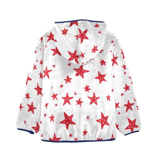 Red Stars Girls Fleece Jacket Girls Fall Jacket Girls Zip Up Hoodie Girls Sherpa Jacket 2-10T2