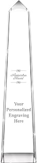 Crown Awards Personalized Crystal Trophy, 11" Engraved Summit Monument Crystal Award Prime