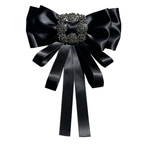 Image of Vintage striped rhinestone Bow Blouse Embellishment Neckline Women's blouse bow tie corsage accessories(multicolour)