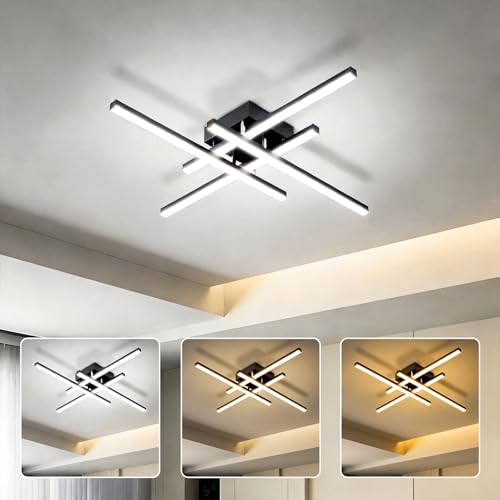 46W 4-Light Curved Sputnik Semi Flush Mount Ceiling Light, Dimmable 3 Color