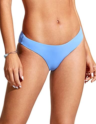 CRZ YOGA Womens Bikini Bottom Low Waisted Cheeky Bathing Swimsuit Bottoms Swim Briefs Blue Violet Large