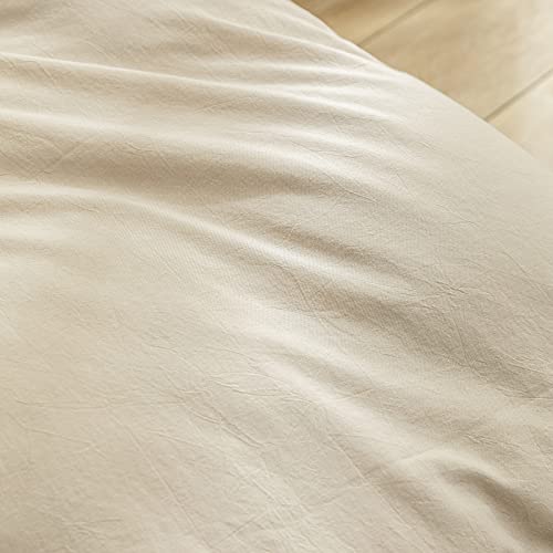 BESTOUCH Duvet Cover Set 100% Washed Cotton Linen Feel Super Soft Comfortable Chic Lightweight 2 PCs Home Bedding Set Solid Almond Milk Grey Twin/Twin XL by BESTOUCH - Image 6