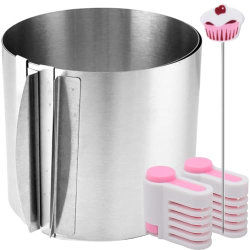 HANFCO® 15cm Adjustable Cake Ring 16-30cm, Cake Tester, Cake Leveller, Adjustable Deep Cake Tin, Stainless Steel Round Cake Rings for Baking, Mousse Crumpets Pastry Egg Baking Rings, Ring Cake Tin