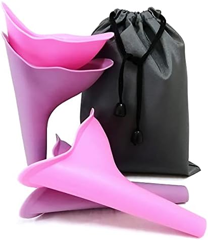 4 PCS Female Urination Device Female Urinal for Women Womens Urinal Pee Funnel for Pee Standing with Carry Bag (2 Purple + 2 Pink)