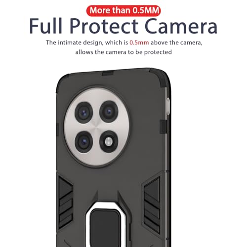 Image of Pikkme D5 Tough Armor Bumper Case | 360 Protection Case | Ring Holder Stand Back Cover for OnePlus 13R 5G (Black)