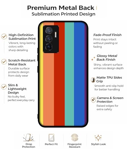 Image of Rainbow Colors Design Premium 2D Printed Metal Back Case Cover for Vivo V23E 5G / Y75 4G