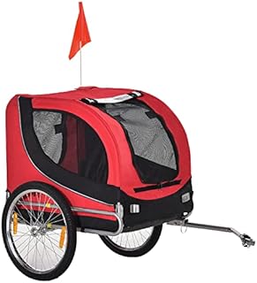 PawHut Steel Dog Bike Trailer Pet Cart Carrier for Bicycle Kit Water Resistant Travel Red and Black
