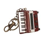 Dselvgvu Miniature Musical Instrument Keychain with Case Mini Collectible Figurines Replica Key Ring Christmas Birthday Gifts (1.69' Red Accordion Keychain)