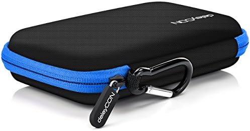 deleyCON Torba Navi Torba Navi Case na Urządzenia Nawigacyjne - 4,3 Cala i 5 Cali (14,6 x 9,3 x 3,4 cm) - Solidna Odporna na Wstrząsy 2 Przegródki Wewnętrzne - Niebieska