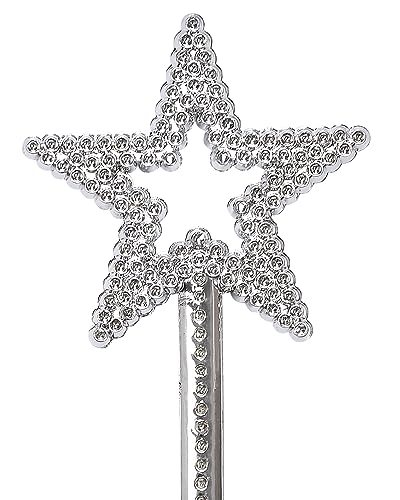 image for Liatunou 2 Pack Silver Star Wands, Crown Wands, Princess Fairy Wands,M