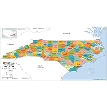 North Carolina Counties Map - Standard - 36" x 18.25" Paper