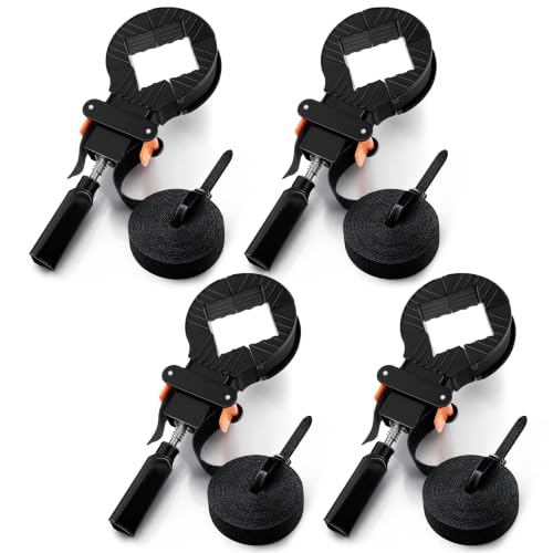 Image of Feekoon 13 FT Belt Band Strap Clamps for Woodworking, Quick Release Band Clamps with 4 Corner Claws, Thick and Sturdy Belt Clamp, Adjustable Picture Frame Clamp Tool(4 Pack)